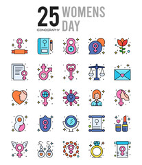25 Women's Day Lineal Color icon pack. vector illustration.