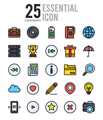 25 Essential Lineal Color icon pack. vector illustration.