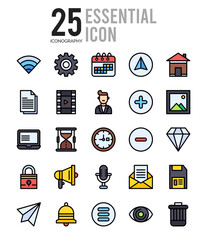 25 Essential Lineal Color icon pack. vector illustration.