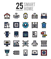 25 Smart Home Lineal Color icon pack. vector illustration.