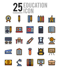 25 Education Lineal Color icon pack. vector illustration.