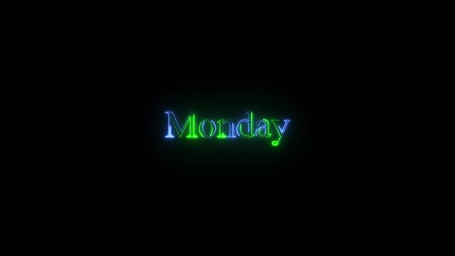 Retro red neon sign against a black background for Monday