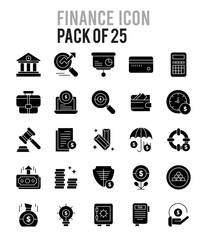 25 Finance Glyph icon pack. vector illustration.