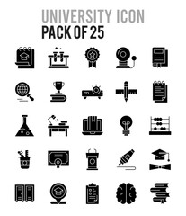 25 University Glyph icon pack. vector illustration.