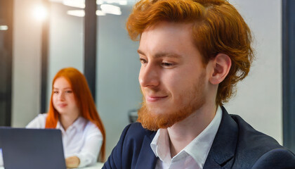 Obraz premium Internship in Focus: A Close-Up on a Promising Professional