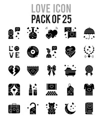 25 Love Glyph icon pack. vector illustration.