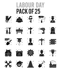 25 Labour Day Glyph icon pack. vector illustration.