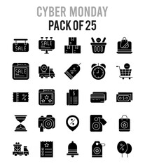 25 Cyber Monday Glyph icon pack. vector illustration.