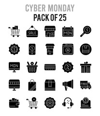 25 Cyber Monday Glyph icon pack. vector illustration.