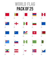 25 World Flags Pole. icons Pack. vector illustration.