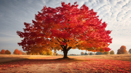 A tree with red and yellow leaves
