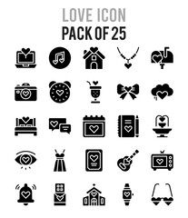25 Love Glyph icon pack. vector illustration.