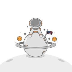 circular astronauts on a space planet with emot combination