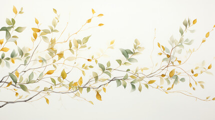 A watercolor painting of leaves and branches