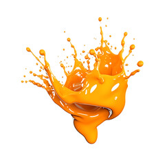 Orange Paint Splash isolated on transparent or white background, PNG