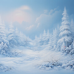Winter forest full of white snow, perfect wallpaper, banner, background, cover, poster.