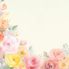 Pastel Roses Flower Watercolor  Background