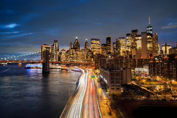 Manhattan city at night - obrazy, fototapety, plakaty