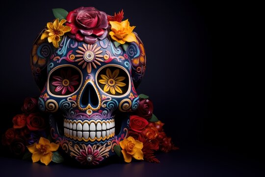 traditional mexican halloween painted skull