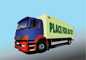 Vector 3d illustration of truck on the road. Lorry