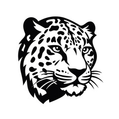 logo tattoo face of a snow leopard, outline vector graphics on a white background