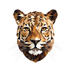 Leopard tiger logo, animal silhouette, in geometric shape. Art Graphic design on a white background.