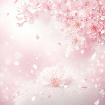 Soft pink background with pink cherry blossoms illustration