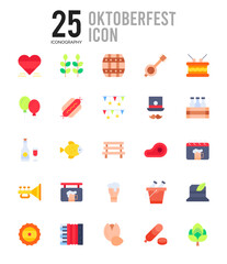 25 Oktoberfest Flat icon pack. vector illustration.
