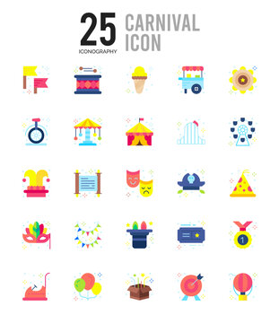 25 Carnival Flat icon pack. vector illustration.