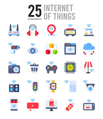 25 Internet of Things Flat icon pack. vector illustration.