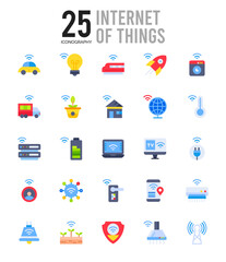 25 Internet of Things Flat icon pack. vector illustration.