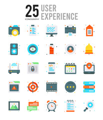 25 User Experience Flat icon pack. vector illustration.