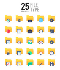 25 Files and Folders Flat icon pack. vector illustration.