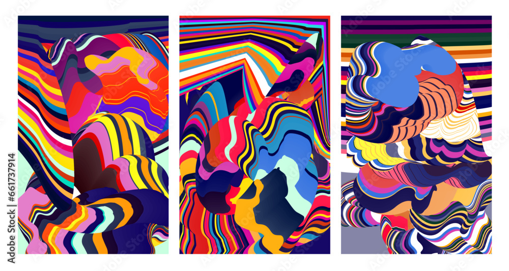 Poster vector colorful abstract psychedelic liquid and fluid background pattern 2024