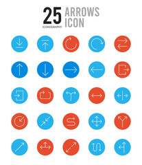 25 Arrows Flat icon pack. vector illustration.