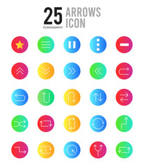 25 Arrows Flat icon pack. vector illustration.