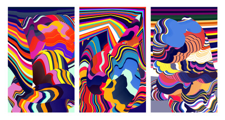 Fototapeta na wymiar Vector colorful abstract psychedelic liquid and fluid background pattern 2024