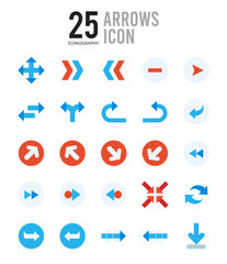 25 Arrows Flat icon pack. vector illustration.
