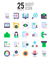 25 Audit Flat icon pack. vector illustration.