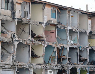 Remains of old low-rise building under demolition