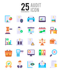 25 Audit Flat icon pack. vector illustration.