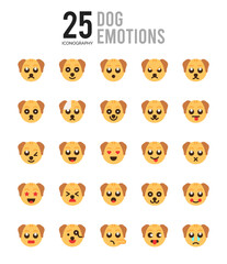 25 Dog Emoticon Flat icon pack. vector illustration.
