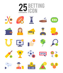25 Betting Flat icon pack. vector illustration.