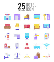 25 Hotel Flat icon pack. vector illustration.