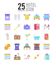 25 Hotel Flat icon pack. vector illustration.