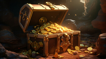 Treasure chest 3d illustration