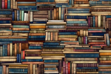 Background composed of numerous diverse books. Generative AI
