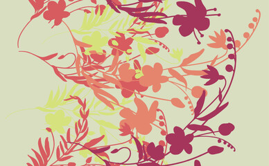 Seamless watercolor floral design with light background for textile prints.