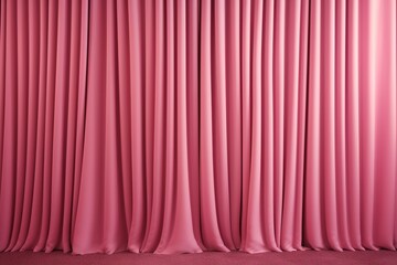 Pink curtain background. Stage or theater curtain.