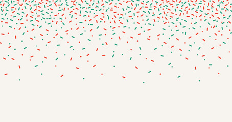 Colorful sprinkles banner background, colorful falling decorative sprinkles background. Christmas cards.